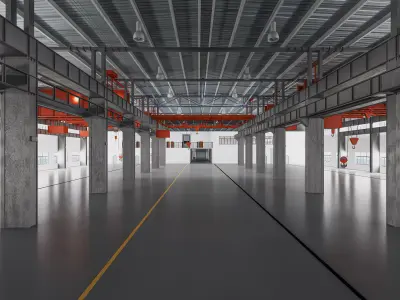 Modern heavy industrial factory building 3D model