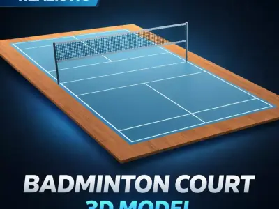 Blue Court 3D Model Game Ready PBR Blender Low-poly 3D model