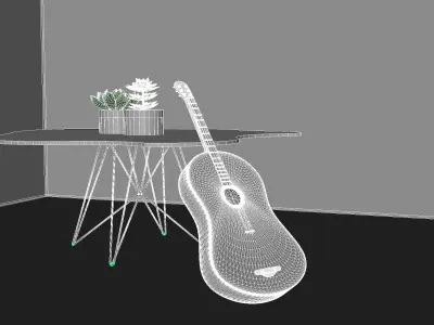 Classic Box Guitar 3D Model Musical Instrument  Free 3D model