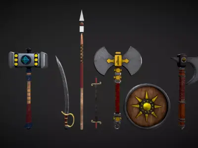 Antique Warrior Weapons Low-poly 3D model