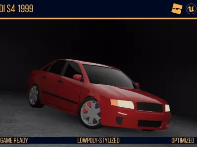 Stylized Audi S4 - Game Ready Low-poly 3D model