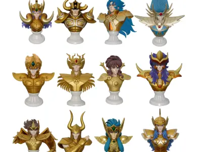 Saint Seiya 12 Bust golden Knights 3D print model
