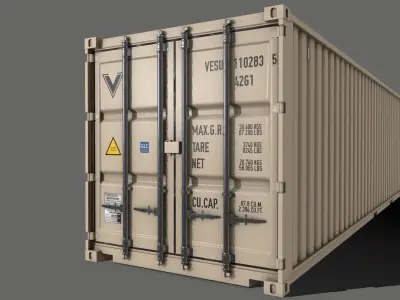 PBR 40 ft Shipping Cargo Container - White Low-poly 3D model