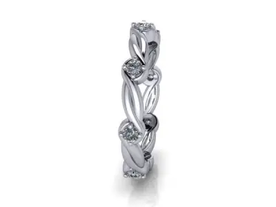 Diamond Eternity Beads wedding band Classic Antique Ring 3D print model