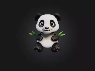 cute cartoon panda model 3D model