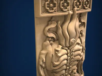 Carved panel painting STL 3D print model 6