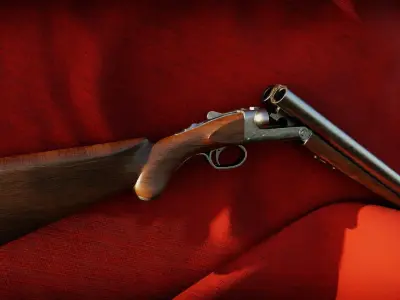 Double barrel shotgun Low-poly 3D model 2