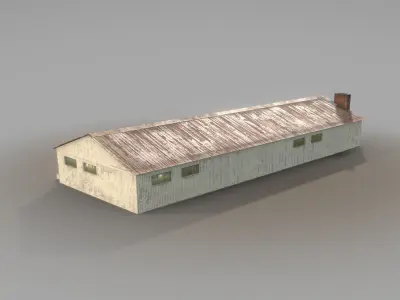 Old Garage 01 white with damage DMG Low-poly 3D model