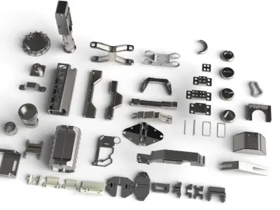 Kitbash library technical part pack 3D model