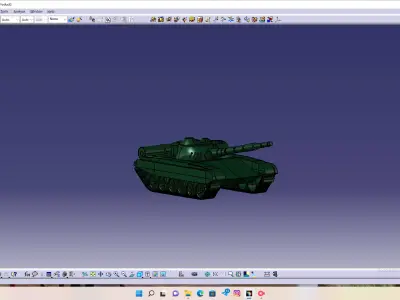Tank-T72 tank on computer screen 3D model