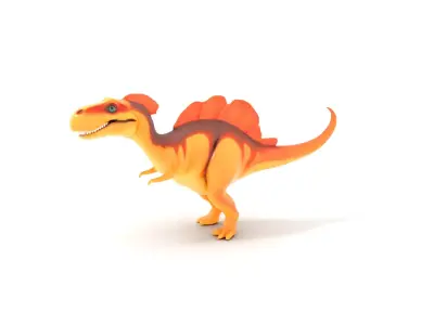 Orange Dinosaur model pack Low-poly 3D model