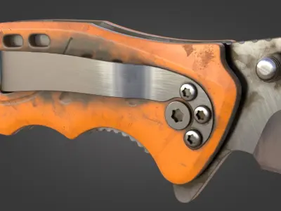 Stylish Orange Folding Pocket Knife Rigged Animated Game Ready Low-poly 3D model
