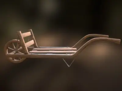 Old Wheelbarrow Dark Low-Poly PBR VR AR Low-poly 3D model