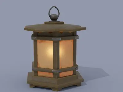 Shoji Wooden Lamp Low-poly 3D model