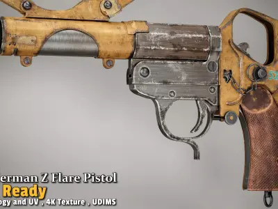 WW2 German Z Flare Pistol Game-Ready Low-poly 3D model
