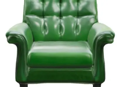 Vintage Hickory Club Green Chesterfield Armchair Low-poly 3D model
