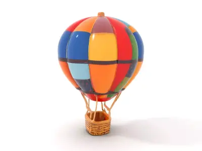 Patchwork Hot Air Balloon model pack Low-poly 3D model