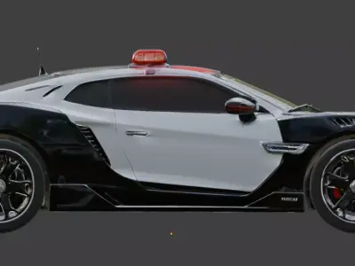 Futuristic Sci-Fi Interceptor Police Supercar 3D Model Low-poly 3D model