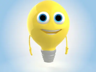 Cartoon light bulb 3D model