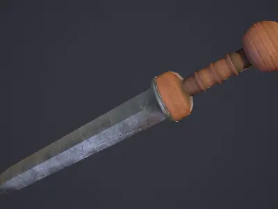 Gladius sword with wooden handle Low-poly 3D model