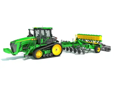 Tractor with Seed Drill 3D model 6
