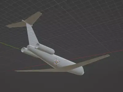 Fictional Twin Rear Engine Jetliner DC-9-30 Inspired series 3D model