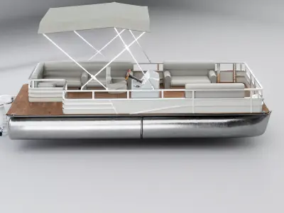 Pontoon Boat Short Low-poly 3D model