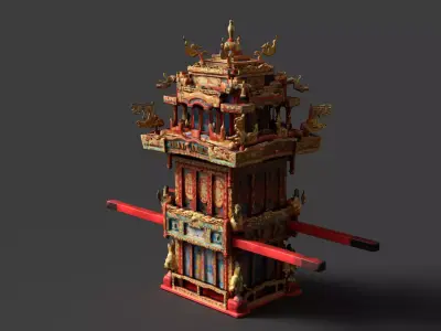 Chinese Wedding Sedan Chair  Low-poly 3D model purchase