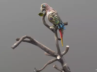 A BLOOM IN THE BEAK -A PROMISE ON THE BRANCH Low-poly 3D model