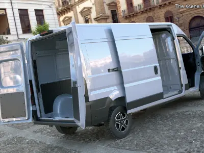 White Fiat Ducato 2025 Medium Van Rigged 3D model