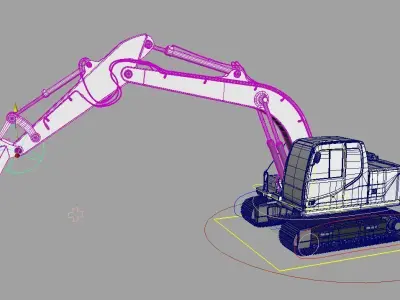 forkcrane orange excavator 3D model