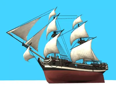 Pirate Ship Fully Loaded Low-poly 3D model