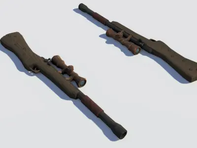 Handpainted Fantasy Gun Low-poly 3D model