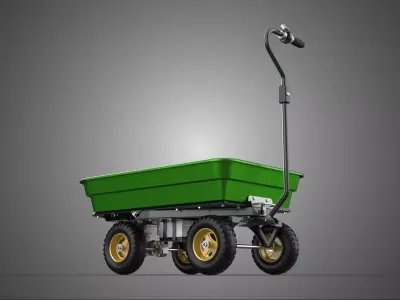 MOTORIZED POLY TUB DECK UTILITY CART WAGON TRAILER TROLLEY FARM 3D model