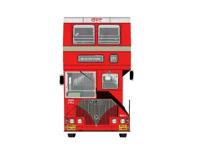 Ashok Leyland Single Cabin Double Decker bus - Mumbai City BEST Low-poly 3D model