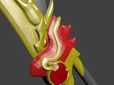 Red Dragon Lance - Unison League Weapon Low-poly 3D model