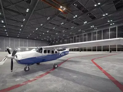 White And Blue Light Aircraft 3D model