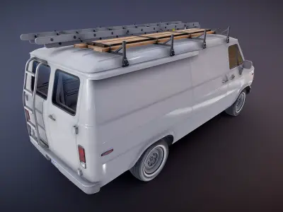80s Utility van PBR Low-poly 3D model