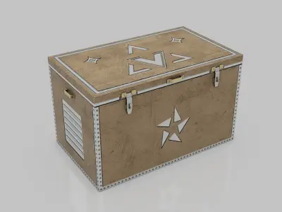 Trunk box with stars Low-poly 3D model