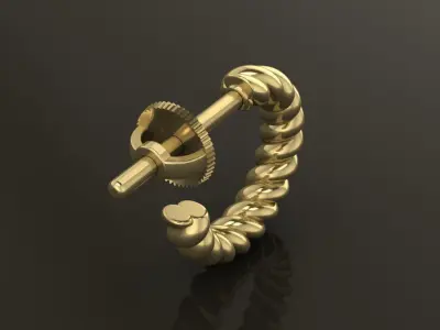 Earring Hoop Rope Twist Opened Back 7MM DIAMETER  3D print model