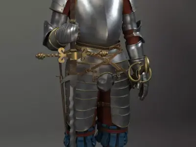 Knight  with   sword  flamberge 3D model