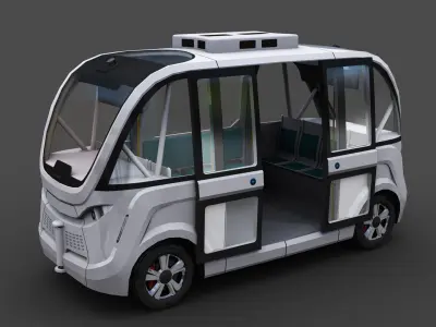 e-Shuttle with interior Pack 1 Low-poly 3D model