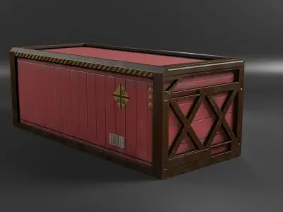 Red cargo container in a reinforced frame gameready Low-poly 3D model