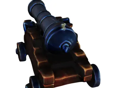 Stylized Pirate Cannon Free low-poly 3D model