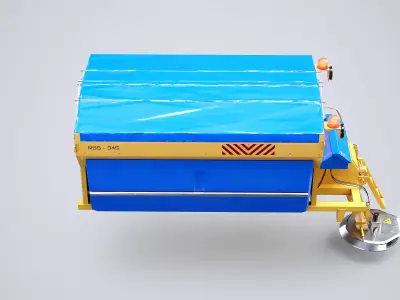 Yellow Road Salt Spreader Model - Winter Snow Removal Equipment  Low-poly 3D model