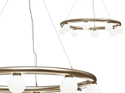 Orb pendant satin brass opal glass shade 3D model