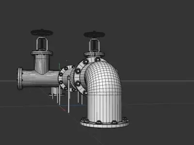 Pipe with valve 3D model