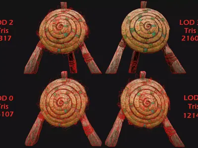 Straw Target Archer Combat Wooden Dummy  Medieval Environment Low-poly 3D model
