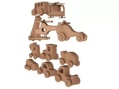 Wooden Toys Collection 3D model buy
