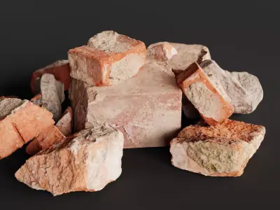 Brick Pieces  Low-poly 3D model
